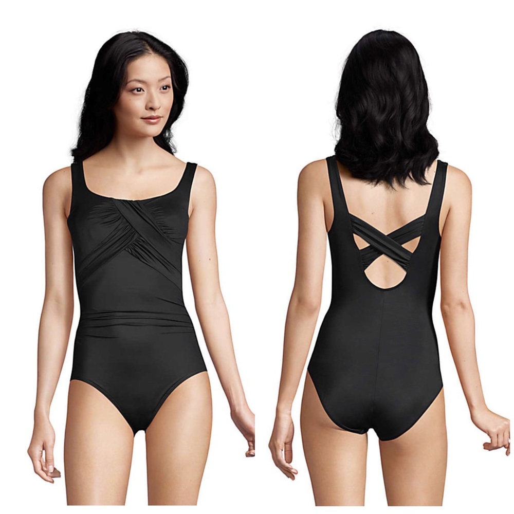 Lands end Slender Carmela Tummy Control One Piece Swimsuit 10 petite - Picture 3 of 6